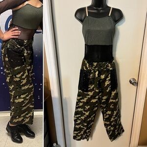 Dansco Camouflage Pants w/ leotard with mesh middle 2 pieces Sz MA Costume